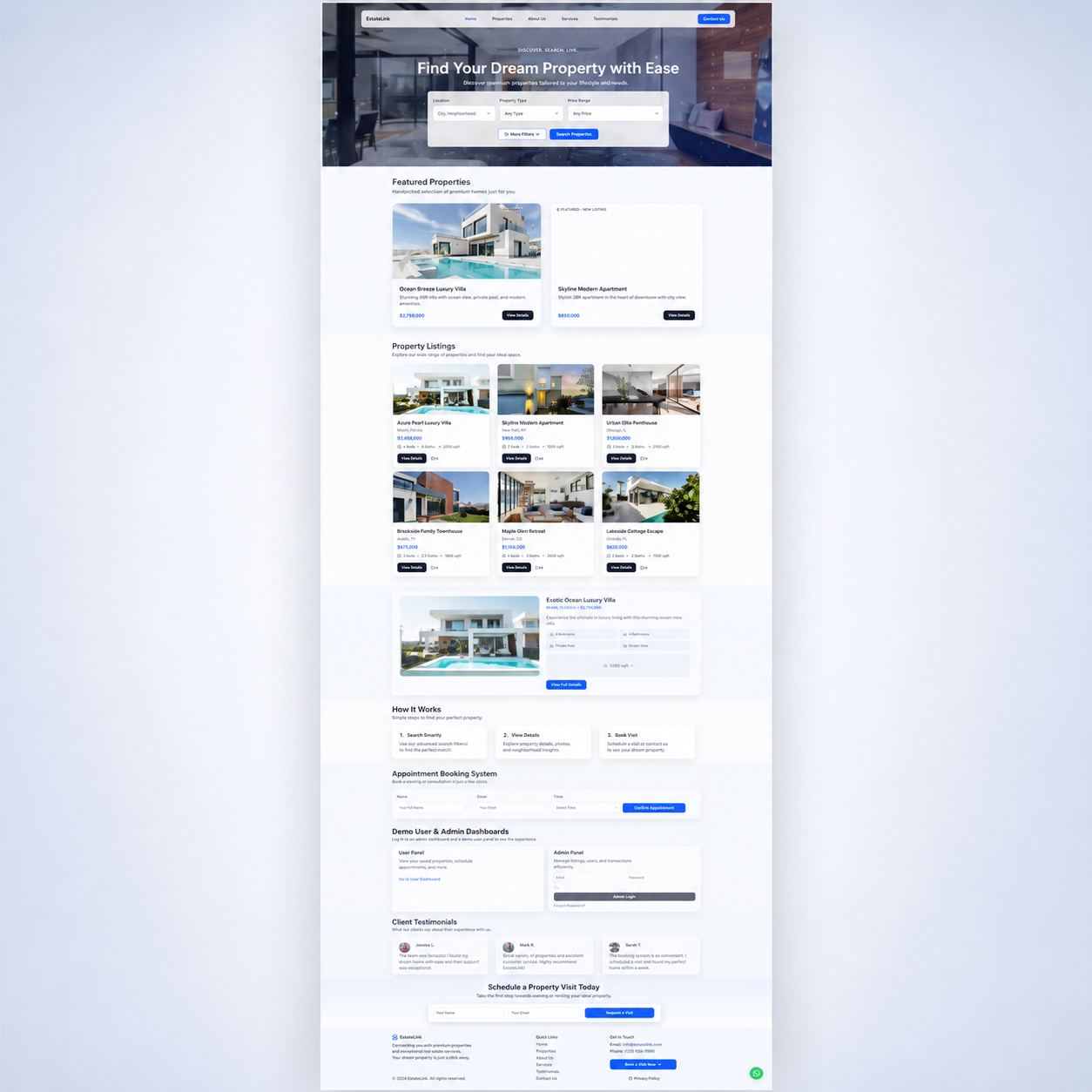 LuxeEstate - Premium Real Estate Property Listing & Appointment System